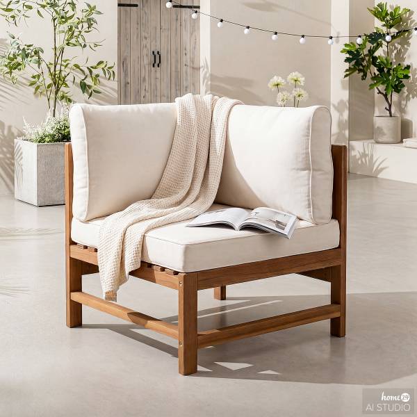 Loungeecke Bayton - Akazie massiv / Polyester - Braun / Beige