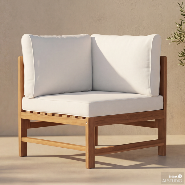 Loungeecke Bayton - Akazie massiv / Polyester - Braun / Beige