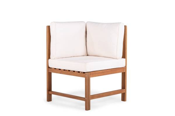 Diningeckelement Bayton - Akazie massiv / Polyester - Braun / Beige