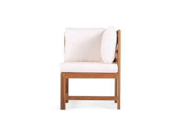 Diningeckelement Bayton - Akazie massiv / Polyester - Braun / Beige