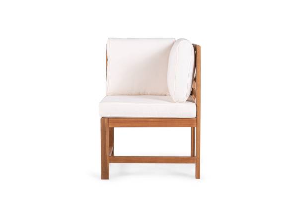 Diningeckelement Bayton - Akazie massiv / Polyester - Braun / Beige