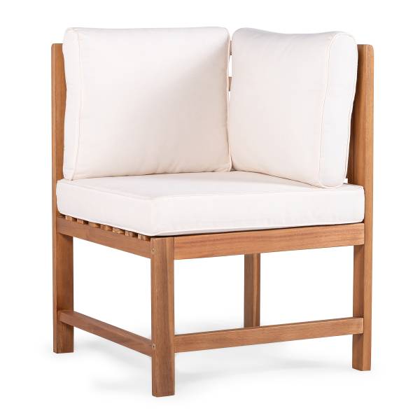 Diningeckelement Bayton - Akazie massiv / Polyester - Braun / Beige