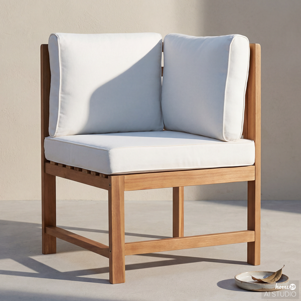 Diningeckelement Bayton - Akazie massiv / Polyester - Braun / Beige