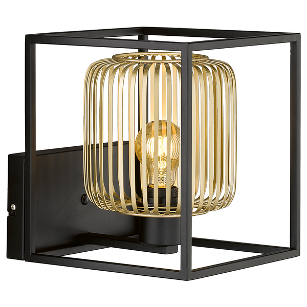 Wandleuchte Caydo - Edelstahl - Schwarz / Gold - 1-flammig