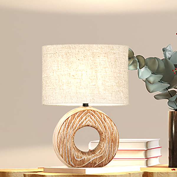 Tischleuchte Hanke - Keramik / Leinen - 1-flammig - Beige