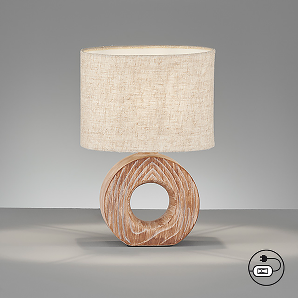 Tischleuchte Hanke - Keramik / Leinen - 1-flammig - Beige