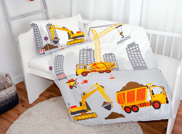 Renforcé Bettwäsche Baustelle - Baumwolle - Grau / Weiß - 100 x 135 cm