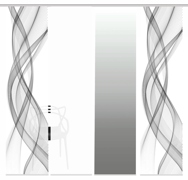 Schiebevorhang Ferrola - Polyester - Grau - 60 x 245 cm - 4er Set