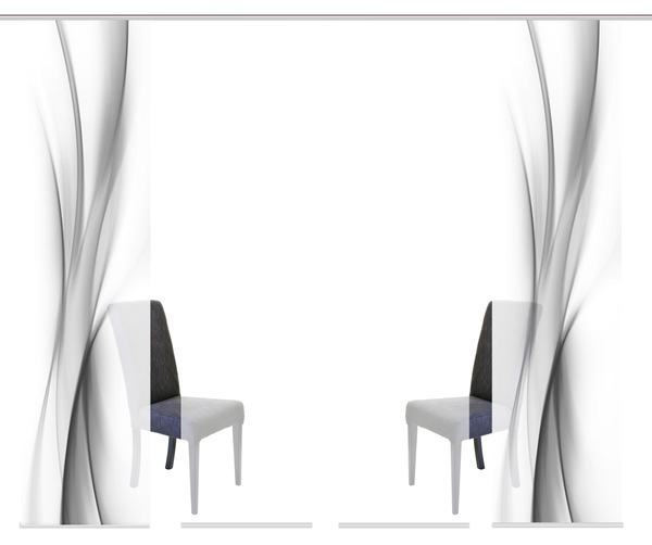 Schiebevorhang Ufa - Polyester - 60 x 245 cm - Grau - 4er Set