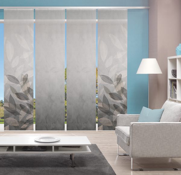 Schiebevorhang Abbe - Polyester - Grau - 60 x 245 cm - 4er Set