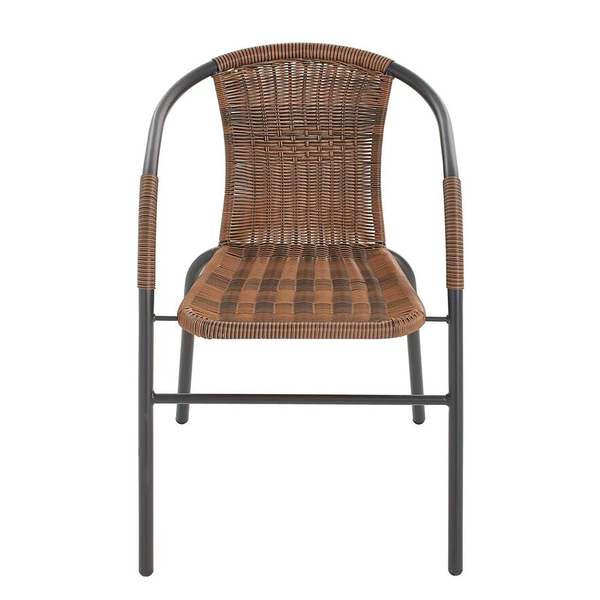 Gartenstuhl Ronas 2er-Set - Eisen / Polyrattan - Grau / Braun