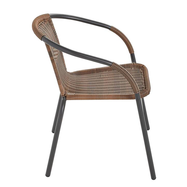 Gartenstuhl Ronas 2er-Set - Eisen / Polyrattan - Grau / Braun