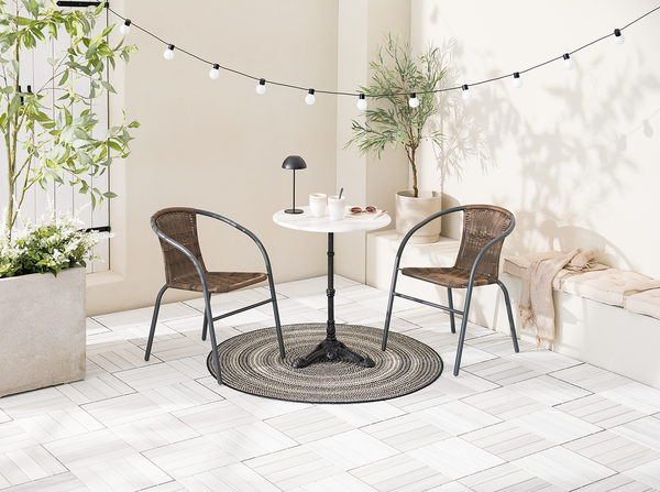 Gartenstuhl Ronas 2er-Set - Eisen / Polyrattan - Grau / Braun