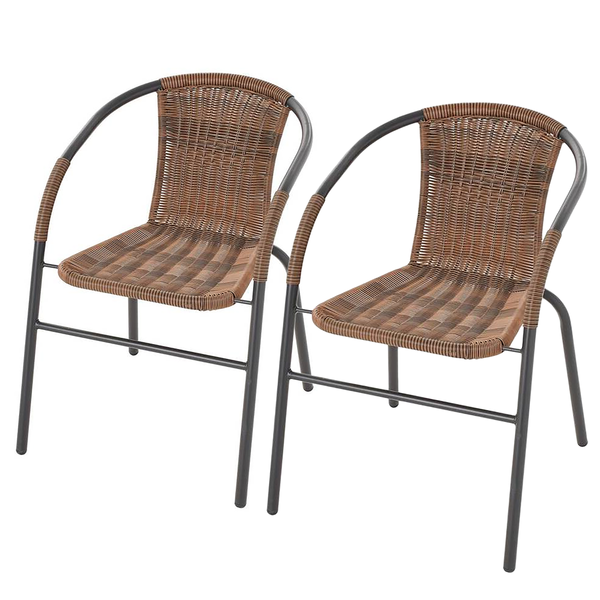 Gartenstuhl Ronas 2er-Set - Eisen / Polyrattan - Grau / Braun