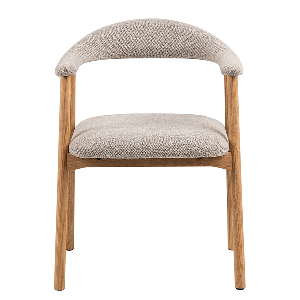 Armlehnenstuhl MESITA 2er Set - Bouclé Stoff Moena: Beige - Eiche Natur