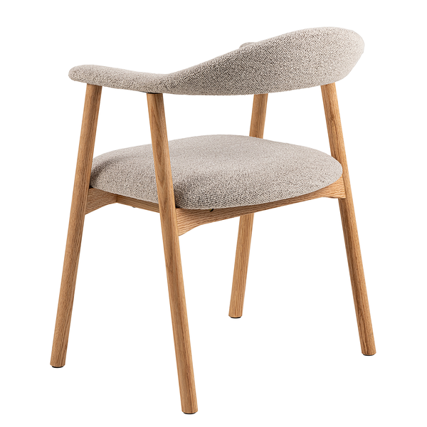 Armlehnenstuhl MESITA 2er Set - Bouclé Stoff Moena: Beige - Eiche Natur