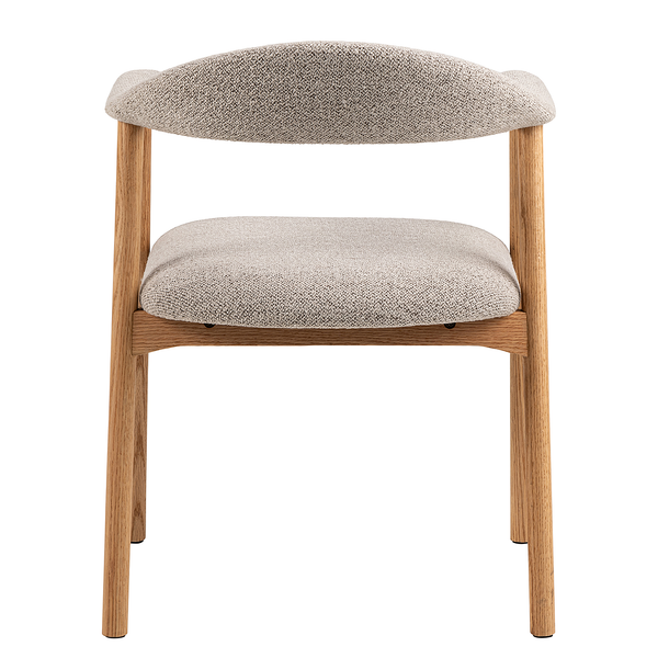 Armlehnenstuhl MESITA 2er Set - Bouclé Stoff Moena: Beige - Eiche Natur