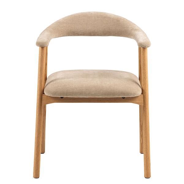 Armlehnenstuhl MESITA 2er Set - Webstoff Daina: Beige - Eiche Natur