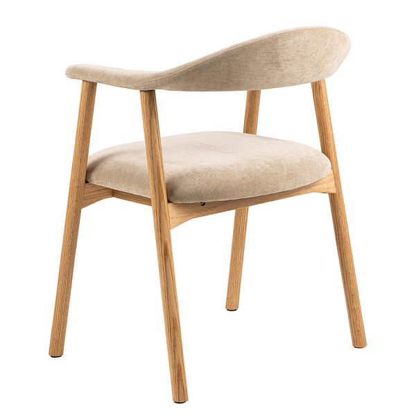 Armlehnenstuhl MESITA 2er Set - Webstoff Daina: Beige - Eiche Natur