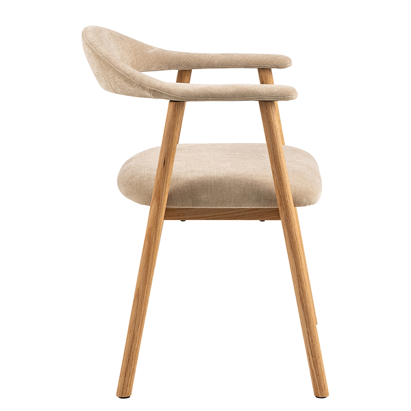 Armlehnenstuhl MESITA 2er Set - Webstoff Daina: Beige - Eiche Natur