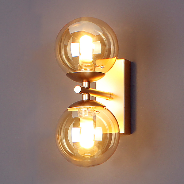 Wandleuchte Neptun - Rauchglas / Eisen - Beige