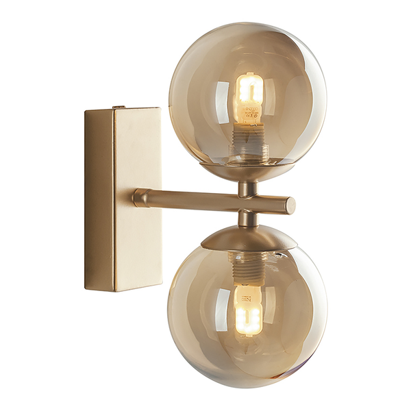 Wandleuchte Neptun - Rauchglas / Eisen - Beige