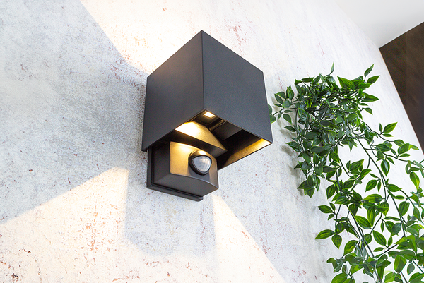 LED-Außenwandleuchte Dubai mit Sensor - Aluminium - 1-flammig