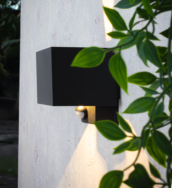 LED-Außenwandleuchte Dubai mit Sensor - Aluminium - 1-flammig