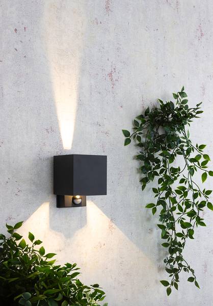 LED-Außenwandleuchte Dubai mit Sensor - Aluminium - 1-flammig