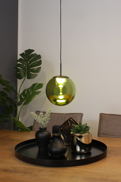 LED-Pendelleuchte Altair - Klarglas / Aluminium - Grün / Gelb - Flammenanzahl: 1