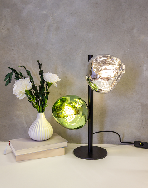 Tischleuchte Canopus Typ A - Klarglas / Aluminium - 2-flammig - Grün / Weiß