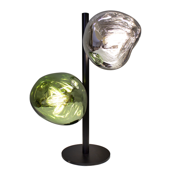 Tischleuchte Canopus Typ A - Klarglas / Aluminium - 2-flammig - Grün / Weiß