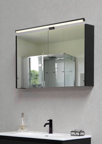 LED-Wandleuchte Lino - Polycarbonat - Schwarz - Breite: 60 cm