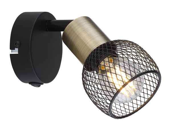 Wandleuchte Fiastra - Eisen - Schwarz / Messing - 1-flammig