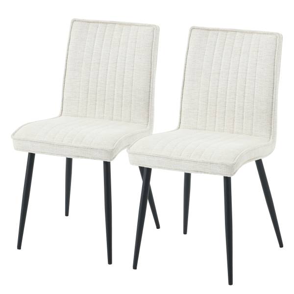 Polsterstuhl CIRIANO 2er-Set - Chenille / Eisen - Beige / Schwarz