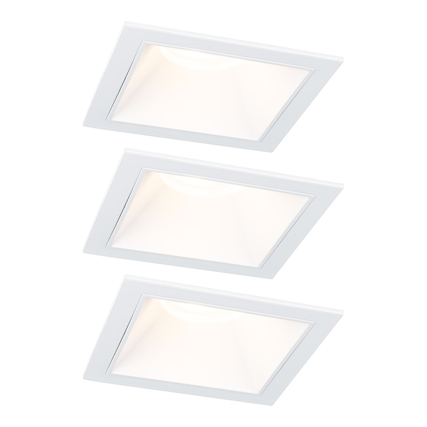 Einbauleuchte Cole Coin Eckig - Aluminium / Kunststoff - Weiß - 3er Set