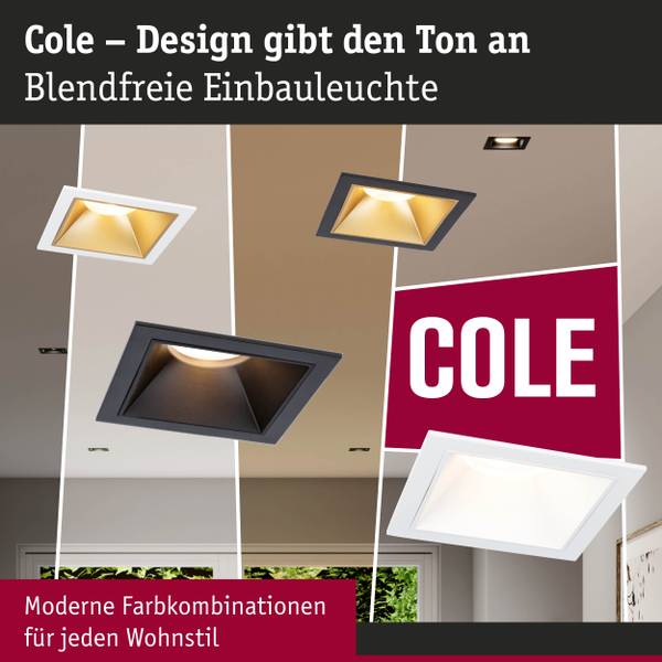 Einbauleuchte Cole Coin Eckig - Aluminium / Kunststoff - Weiß - 3er Set