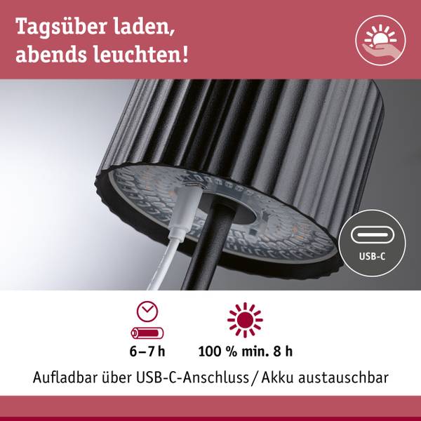 Solar-Tischleuchte Else - Aluminium - 1-flammig - Schwarz
