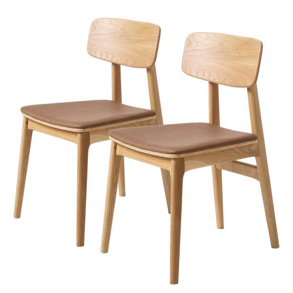 Esszimmerstuhl Steyne 2er Set - Eiche massiv - Braun