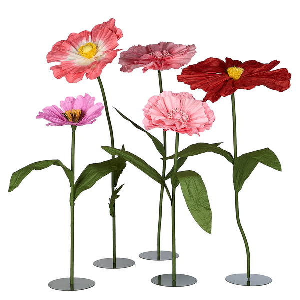 Deko-Blume BLOOM - Papier / Eisen - Rosa