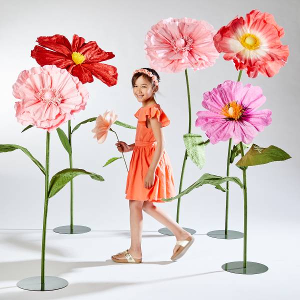 Deko-Blume BLOOM - Papier / Eisen - Rosa
