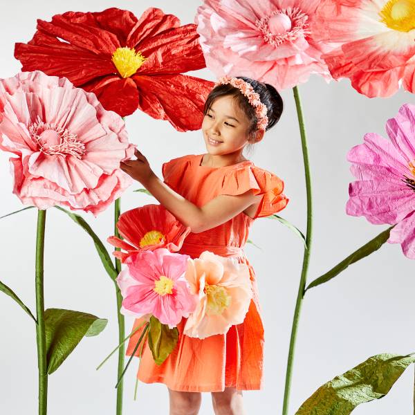 Deko-Blume BLOOM - Papier / Eisen - Rosa