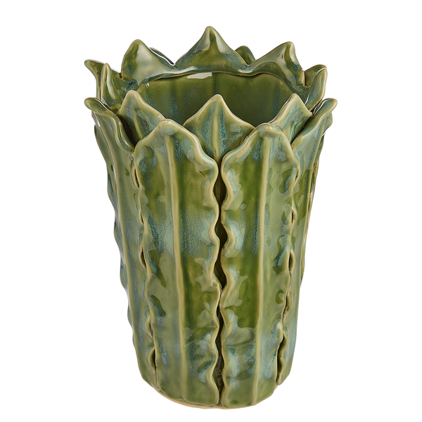 Vase GAIA Blätter - Steingut - Grün