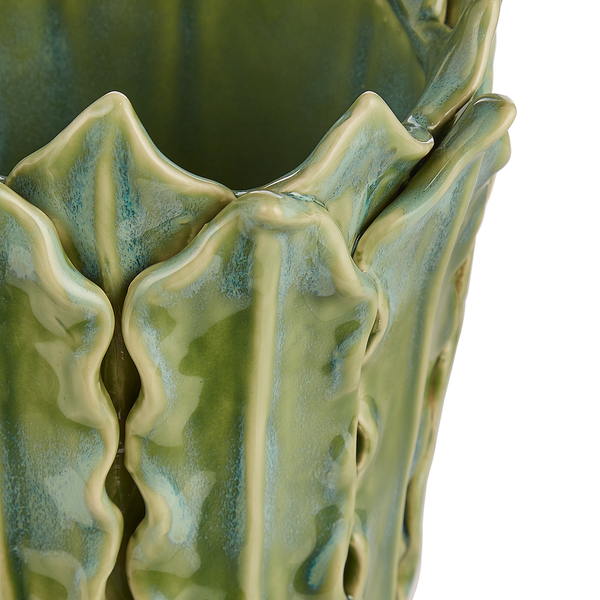 Vase GAIA Blätter - Steingut - Grün