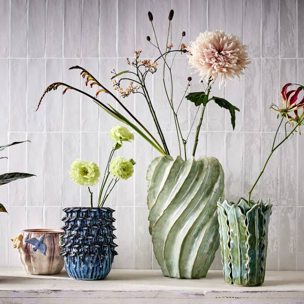 Vase GAIA Blätter - Steingut - Grün