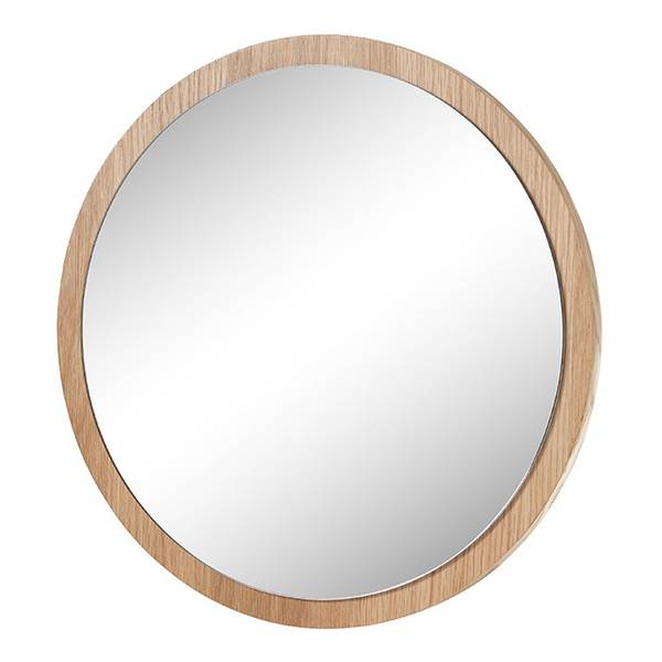 Spiegel Woods Cross rund - Echtholzfurnier - Eiche - Durchmesser: 40 cm