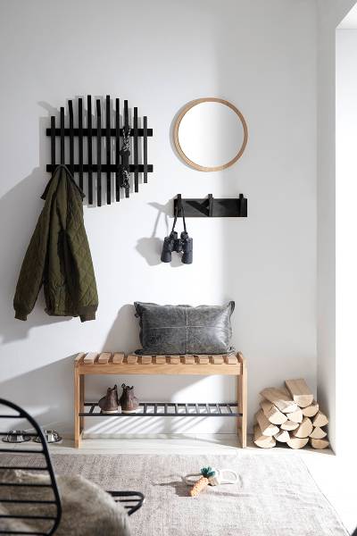 Spiegel Woods Cross rund - Echtholzfurnier - Eiche - Durchmesser: 40 cm