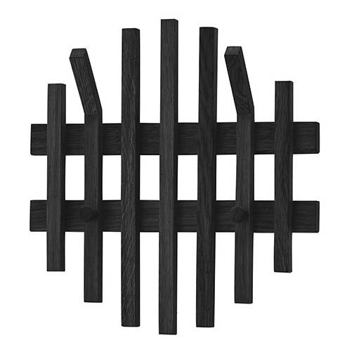 Garderobenpaneel Woods Cross Typ D rund - Eiche massiv - Eiche Schwarz - Durchmesser: 40 cm