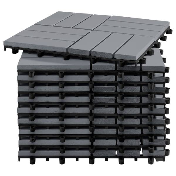 Terrassenfliese Temai 10er-Set Typ B - Akazie massiv - Grau