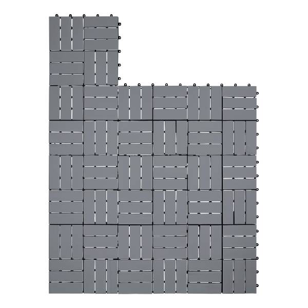 Terrassenfliese Temai 10er-Set Typ B - Akazie massiv - Grau